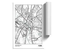 Map York Uk | Unframed Wall Art Print | Ready to Frame Poster | Modern Home Decor Picture | Artwork for Living Room, Bedroom, Kitchen or Office | A2 (42x59.4 cm)