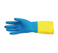 MAPA Alto 405 Liquid-Proof Heavy-Duty Janitorial Gloves Blue and Yellow Medium -