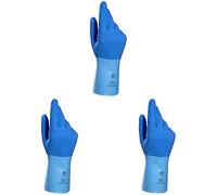 Mapa Professional JERSETTE 301 Latex Chemical Resistant Cleaning Gloves, Waterproof, Kitchen, Dishwashing, Floor, Household, Industrial, Plastering Washable/Reusable Blue Size 10 (XL) (Pack of 3)