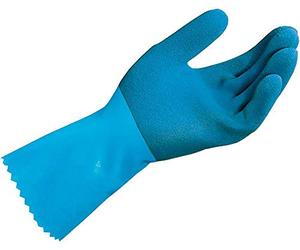 MAPA Professional JERSETTE 301 - Latex Chemical Resistant Gloves, Liquid Proof, Cleaning and Construction Gloves, Blue, Size 6 Protective Gloves (1 Pair), 6 (XS)