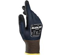 Mapa Professional Nitrile Coated Gloves, Mechanical Hazard Grip, Blue/Black, Siz