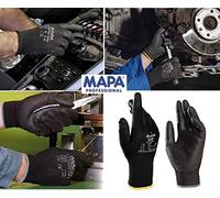 MAPA Professional Ultrane 548 Black Work Gloves Mens and Womens, Construction, Mechanics, Builders, Handling, Assembly, Multi-Purpose, Protective Hand Safety Size 7 Small (1 Pair)
