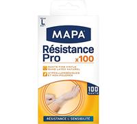 MAPA - Resistance Pro - Thin Powder-Free Vinyl Gloves - Recyclable with TerraCycle® - Strength and Precision - Latex Free - 1 Box of 100 Gloves - Size L