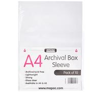 Mapac : Archival Box Sleeve : A4 : Pack of 10 : Clear : No Ring Binder Holes