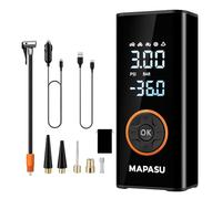 MAPASU Cordless Tyre Inflator Rechargeable - 6000mAh Electric Air Pump, Auto Shut-Off, LED Light, 12V Tyre Inflator Air Compressor with Pressure Gauge for Car/Bicycle/Motorcycle