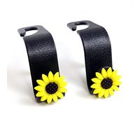 MaPctSy 2 Pcs Sunflower Car Seat Back Hooks Hanger Vehicle Storage Hook,Cute Sun Flower Seat Headrest Hook for Purse, Cloth, Grocery Bags, Universal Seat Organizer Storage Hook (Sunflower)