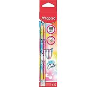Maped - 1 Graphite Mini Cute Eraser Pencil - Ergonomic Paper Pencils and Resistant Hb Lead - Random Colours