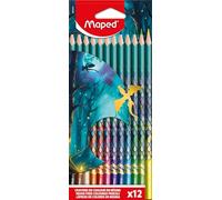 Maped - 12 Dragon coloured pencils - Resin pencil for children - Durable lead - Ergonomic triangular shape