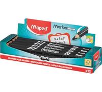 Maped - 12 Marker'peps Wood Black Colour Pencils - Jumbo Pencils, Triangular Barrel - Oily Lead, FSC Wood - Dry Erase - Black