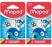 Maped 18112 Croc Easy Pencil Sharpener for Thin Pencils with Sharpener Tin Ladybird or Whale (Pack of 2)