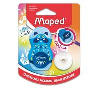 Maped - 2-in-1 Loopy Mini Cute Eraser/Sharpener, Refillable, Includes 1x Replacement Eraser - Random Colour