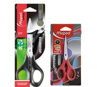 Maped 2 Piece Scissors Set Black and Red 17cm & 13cm Ideal for Everyday Home Use, Crafts, Office Work, Comfortable Ergonomic Handles