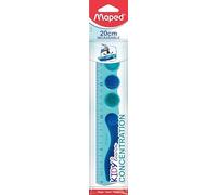 Maped - 20cm Kidy Learn Concentration Ruler - Shatterproof Material - Removable Sensory Touch Zones - Grip System - School Stationery