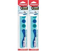 Maped - 20cm Kidy Learn Concentration Ruler - Shatterproof Material - Removable Sensory Touch Zones - Grip System - School Stationery (Pack of 2)