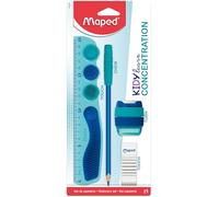 Maped -4-piece set Kidy Learn Concentration - Ruler - Pencil sharpeners - Eraser - Graphite relaxing tip - Sensory stimulation - improve concentration - recommended by teachers