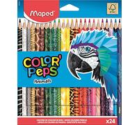 Maped 832224-24 x Colouring Pencils, Colour'Peps Animals, with Animal Motifs, Colourful, Pack of 24