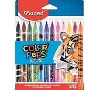 Maped 845403 Felt Tip Pens Colour'PEPS ANIMALS with Medium Tip with Animal Motifs - x12 Pens