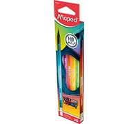 Maped 852000 - Egonomic Three-Sided Pencils Black'Peps Energy with Eraser Head - HB Medium - x6 Pens, Pack of 6