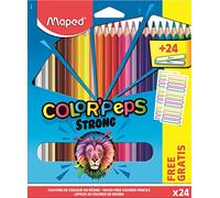 Maped 862726 Ergonomic Three-Sided Colouring Pencils, Colour'Peps Strong - x24 Pencils + x24 Name Stickers