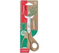 Maped - Advanced 50% PP Wood Scissors - Pointed tip - Stainless Steel Blades and Rivet - Ergonomic 3D Handles with 50% Wood Powder - 10 Year Guarantee - Scissors 18 cm