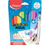 Maped Aqua Colouring felt-tip pens - Children's felt tip pens - Bright colours - Watercolours - Washable ink - Pack of 10 Colours