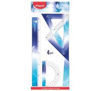 Maped - Arctic Vibes 4-Piece Tracing Kit - 30 cm Ruler + 180° Protractor Base 12 cm + 45° Square / 21 cm + 60°/21 cm Square