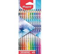 Maped - Arctic Wooden Coloured Pencils - Triangular Shape, Excellent Grip - Soft & Durable Lead, Diameter 2.9 mm - Bright and Intense Colours - Box of 12