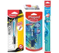 Maped Back to College Kit| Combo- Auto Mechanical Pencil 0.5mm,Fountain Pen, Sandy Plus Eraser (Ink +Pencil), 30cm Flexible Ruler| All in One Combo for Students|College Stationery kit|Complete Writing