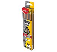 Maped - Pack of 12 Black'Peps Graphite Pencils with Eraser End, Hardness 2H, Wood