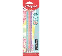 Maped Black Peps Pastel HB Graphite Pencils Pack of 3