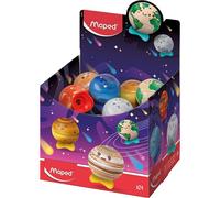 Maped - Collectable Planet Pencil Sharpener Display - 1 Hole - Metal Reserve - Ergonomic and Anti-Shock - Ready to Use Display
