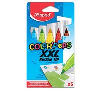 Maped Color Peps XXL Brush Colouring Felt Tip Pens (Pack of 5), Assorted, 844705
