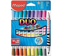 Maped Color'Peps Duo Felt Tip Pens - 10 Pens = 20 Colours - Perfect for school pencil case - Washable ink
