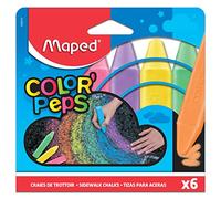 Maped Color'Peps Large Pavement Chalks for Children - Easy to Clean - Case of 6 Assorted Bright Colours