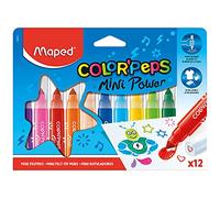 Maped - Color'Peps Mini Jumbo Felt Tip Pens with Fixed Tip - x12 Pens - Ideal for the Smallest Painting Beginners - Tip: Diameter 6.5 mm