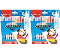 Maped Colorpeps Oops! 12 Erasable Felt-Pens With Medium Tip (Pack of 2)