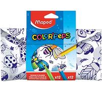 Maped colour-in, customisable pencil case including 12x Strong coloured pencils and 12x Longlife felt tip pens, can be decorated with coloured pencils and felt tip pens, Velcro fastener