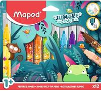 Maped - Felt tip pen for children from 1 year old - Maxi felt tip pens - Decorated felt-tip pens - Secure and blocked tip - Ink washable with water - Box of 12 felt-tip pens