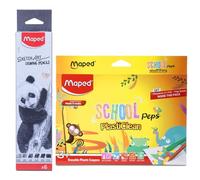 Maped Colouring Kit- 2Pack|6 Shading Pencils & 15 Plastic Crayons|Sketch Art Pencils|Erasable Crayons|Drawing Kit for Kid|Vivid & Bright Shades|Birthday gift|Summer Vacation Activity| Summer Camp gift