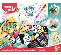 Maped Creativ Blow Art 14-piece kit with Stencils Creativ Blowpen Airbrush Art to Create Incredible Effects - Pop'Art Theme - Creative Activity for Kids from 5 years old