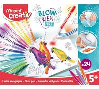 Maped Creativ Blow Art Kit - 24x Felt Tip Pens and 2x Airbrush Tools - Children's Craft Art Kit