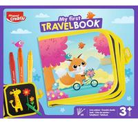 MAPED CREATIV My First Travel Book - Drawing and Tracing Kit for Toddlers - Mess Free Drawing Book and Activities with Colouring Crayons - Reusable Pages - from Age 3+