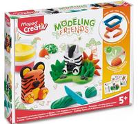 Maped Creative Modelling Friends - Modelling Set with Air-Hardening Modelling Dough - Wild Animals: Tiger & Zebra, Multi-Coloured