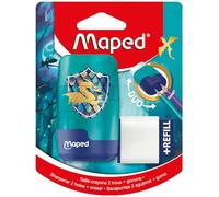 Maped - Duo Dragon 2-in-1 Pencil Sharpener - 2-Hole Pencil Sharpener + Eraser - PVC and Phthalate Free - with Eraser Refill