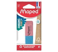 Maped Duo-Gom Medium Eraser - Natural Rubber Eraser without PVC - Pink and Blue - FSC Certified - Paper Packaging 100% Recyclable