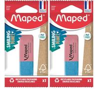 Maped Duo-Gom Medium Eraser - Natural Rubber Eraser Without PVC - Pink and Blue - FSC Certified - Paper Packaging 100% Recyclable (Pack of 2)