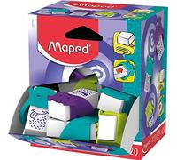 Maped ERASER, 20 Units, Small Monsters Display Stand, Assorted Colors, Refillable, Rubber, Ideal for Writing and Drawing