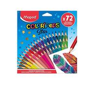 Maped - Ergonomic three-sided coloured pencils, Color'Peps Star coloured pencils made from FSC-certified wood - 72 x pencils