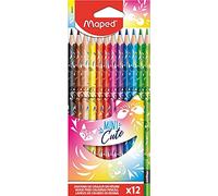 Maped - Ergonomic three-sided coloured pencils, mini cute colouring pencils, pack of 12, ergonomic and excellent coverage