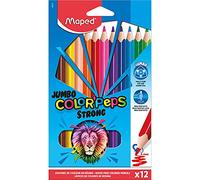 Maped - Ergonomic Triangular Colouring Pencils, Colour'Peps Strong Jumbo - Particularly Stable Lead Diameter 4 mm - 12 x Pens